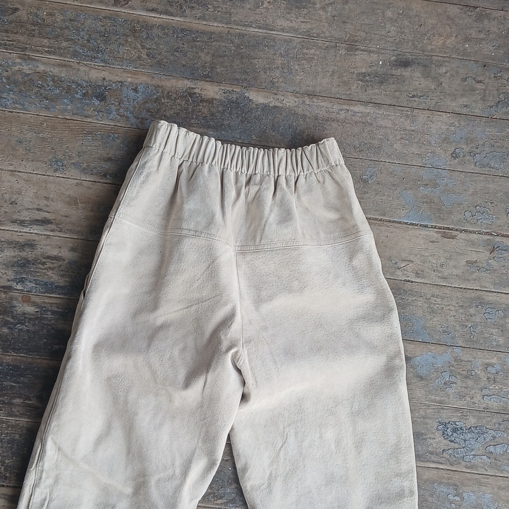 EUC Toffs Genuine Leather Tan Pull On Pants Size Small - Picture 7 of 7